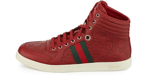 gucci red sneakers high cut|red Gucci sneakers women.